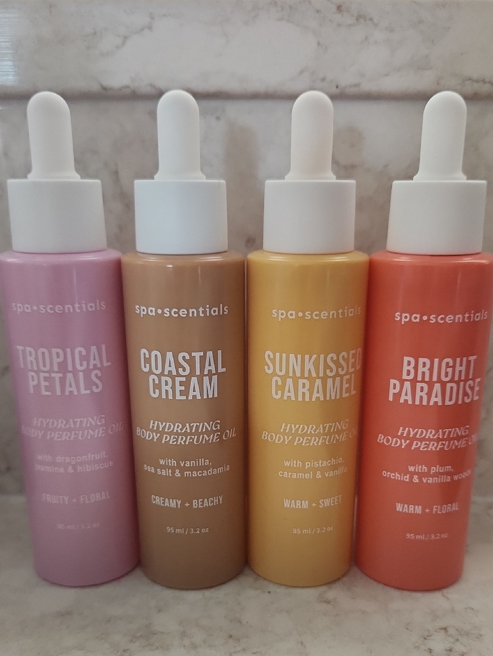 New! Spa Scentials Hydrating Body Perfume Oil- 4 Pack